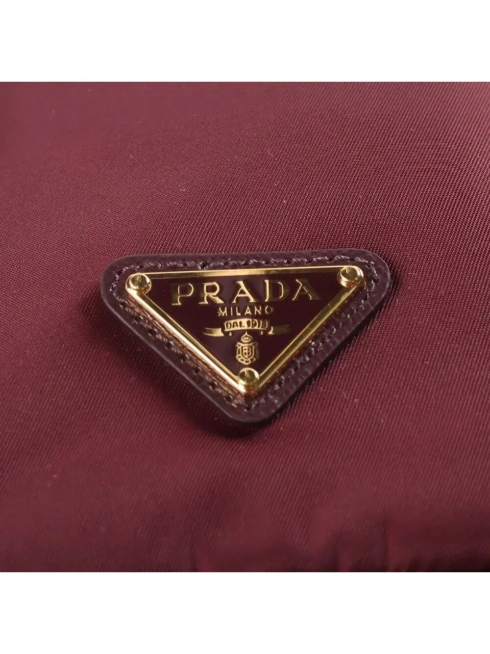 Prada Re-Nylon Triangle Logo Drawstring Pouch Mini Bag Bordeaux Wine